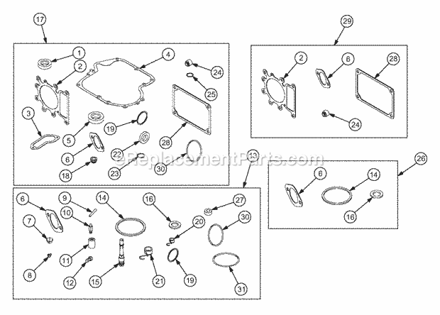 Service Kits Diagram and Parts List for RZT17 17AA5A4G710, 17AA5A4G712 Cub Cadet Lawn Mower